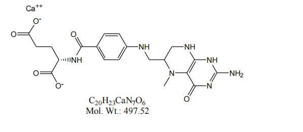 Kjemisk struktur av kalsium L-5-metyltetrahydrofolat