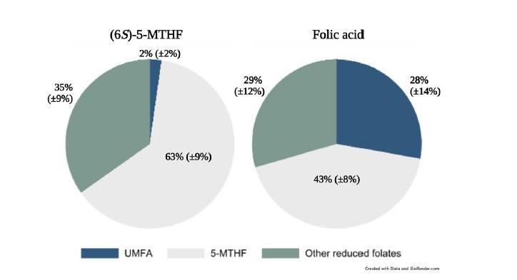 Pass på! En studie i Scientific Reports bekrefter at når ammende kvinner supplerer med folsyre, er 28 % av folatet i melken ubrukelig umetabolisert folsyre (UMFA) – 14 ganger høyere enn hos mødre som tar den bioaktive formen.